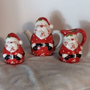 Santa Claus Ho Ho Ho Ceramic 3 Piece Tea Set